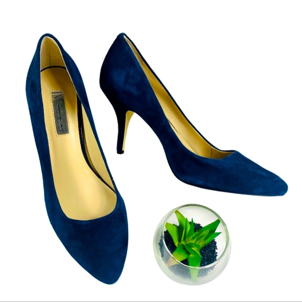 INC International Concepts navy suede heels round point toe size 9